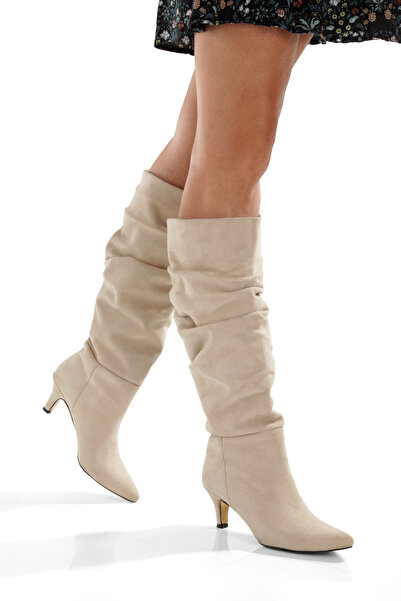 MİNNACE Γυναικείες Μπότες Ten Σουέτ με μυτερή μύτη, λεπτό τακούνι 5 εκ., με κ...