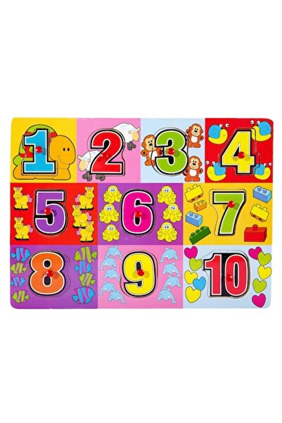 SHOPIENS Puzzle Lemn Educational, Cifre, 10 Piese, Multicolor, 30x22cm, MYONN...