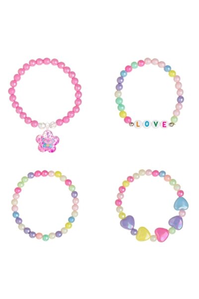 SHOPIENS Brățări elastice pentru copii, model inimioare-fluturi, multicolore, set de 4 bucăți, MYONNA IT & E