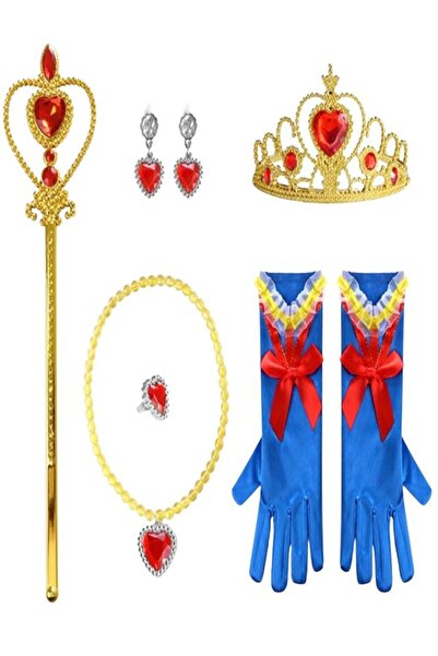 THK Set de 6 bijuterii, colier, cercei, inel, coroană sirenă, zână, regină - ...