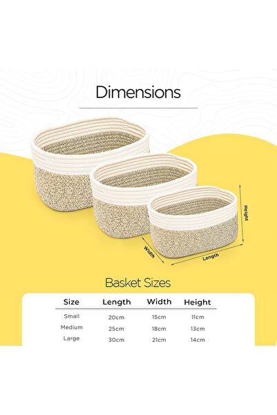 Generic Cotton Rope Storage Baskets | Set of Three, Premium Quality, Durable, Lightweight