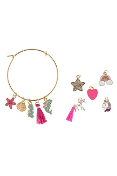 SHOPIENS Bratara DIY pentru Copii, Aurie, Set 12 Pandantive Multicolor, MYONNA IT & E- COMMERCE ®