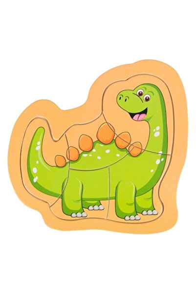 SHOPIENS Puzzle Lemn, Dinozaur, 5 Piese, Verde, 14.5x14 cm, MYONNA IT & E- COMMERCE ®