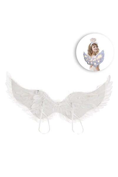 SHOPIENS Aripi De Inger Cu LED, Alb, 65x35cm, Benzi Elastice, Baterie Inclusa...