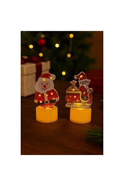 OEM Set 2 decoratiuni luminoase LED, Forma de Mos Craciun, Baterii incluse, Ideala pentru decoratiuni, a