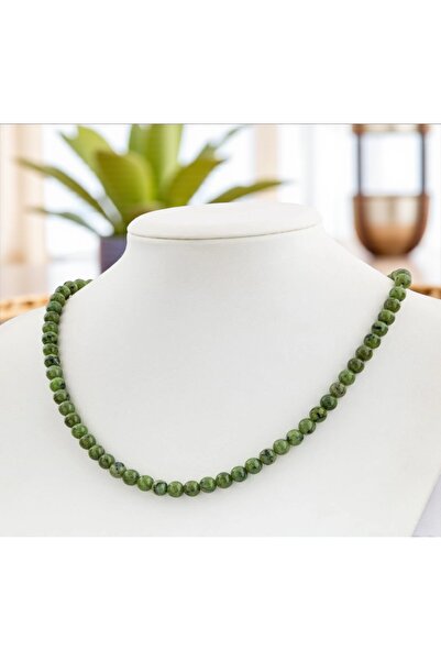 Taş-Mir Yeşim Taşı 6 mm Doğal Taş Dizi Kolye 45 Cm