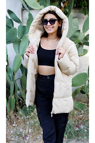 ASG TEKSTİL Palton puf pentru femei, cu glugă, cu buzunar frontal, de culoare...