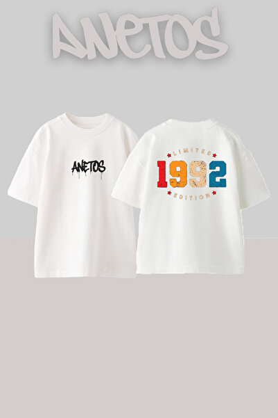 Anetos 1992 Σχέδιο Μπλουζάκι Σαράντα-ένα (Back με τύπωμα Cotton White oversiz...