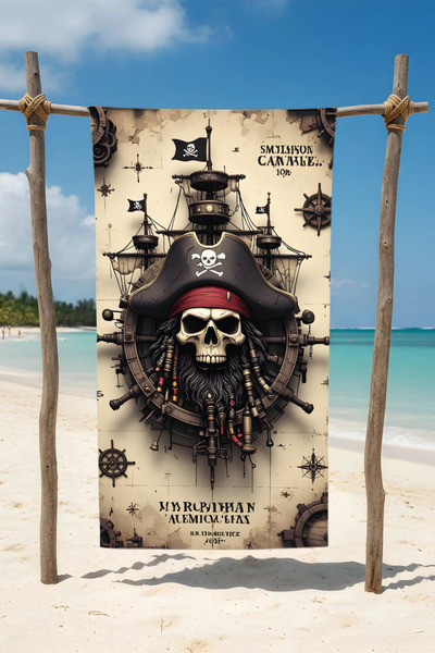 BETHA Pirate Patterned Cotton Beach Towel – Patterned Design – 75X150 cm