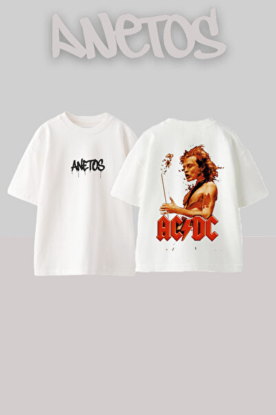 Anetos Μπλουζάκι Ad Dc 8 Design Back με τύπωμα Cotton White oversized