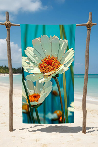 BETHA Daisy Patterned Cotton Beach Towel – Patterned Design – 75X150 cm 121025