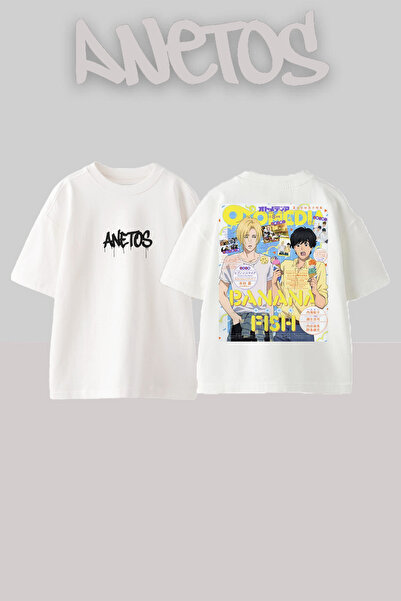 Anetos Banana Fish 10 Design Rucsac cu imprimeu Bumbac Alb supradimensionat tricou