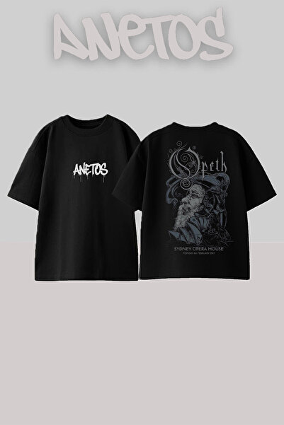 Anetos Μπλουζάκι Opeth 9 Design Back με τύπωμα Cotton Black oversized