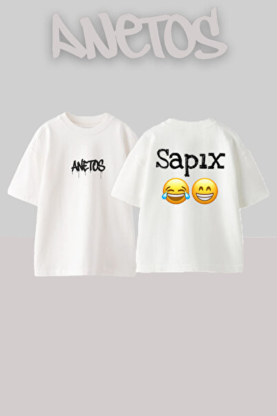 Anetos Μπλουζάκι Sapix Design Back με τύπωμα Cotton White oversized