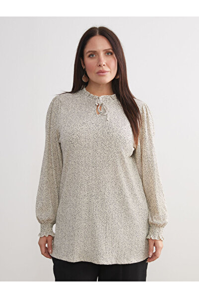 LC Waikiki New season deals from güli̇s gym beige tie collar polka dot women'...