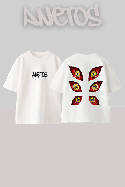Anetos Μπλουζάκι με σχέδιο 6-Eyes με τύπωμα Cotton White oversized
