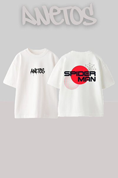 Anetos Μπλουζάκι Superman Design Back με τύπωμα Cotton White oversized