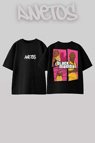 Anetos Black Mamba Design Rucsac cu imprimeu Bumbac Negru supradimensionat tr...