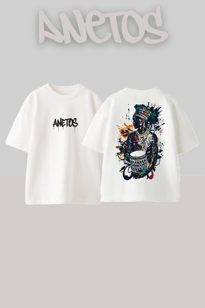 Anetos Rucsac cu design Kabiyle Woman cu imprimeu Bumbac Alb supradimensionat...