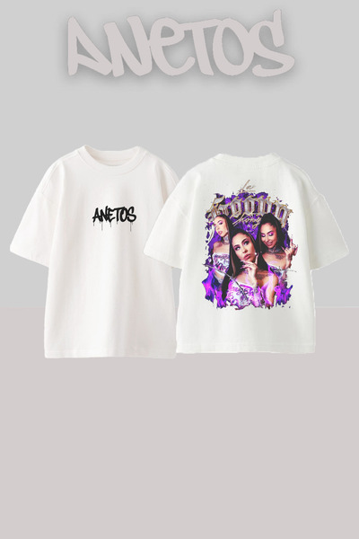 Anetos Lav Design Spate cu imprimeu Bumbac Alb supradimensionat tricou