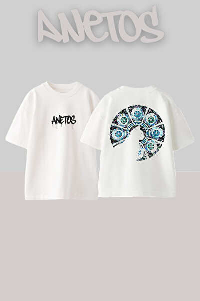 Anetos Rucsac cu design pisică cu imprimeu bumbac alb supradimensionat tricou