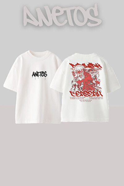 Anetos Berserk 15 Dizajn Leđa Štampano Pamuk Bela Oversize kroj T-shirt