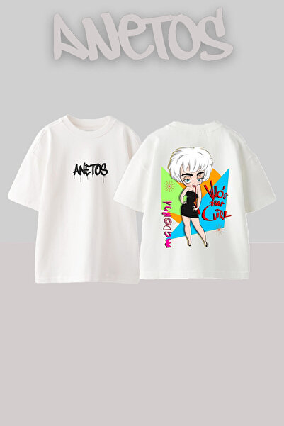 Anetos Madonna 2 Design Back cu imprimeu Bumbac Alb supradimensionat tricou