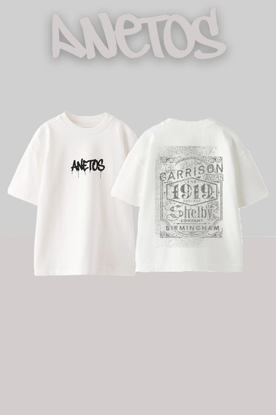 Anetos Garrison 1919 Design ruksak Štampano Pamuk beli Oversize kroj T-shirt
