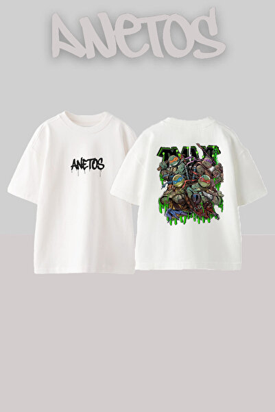 Anetos Ninja Capybaras Design Rucsac cu imprimeu Bumbac Alb supradimensionat ...