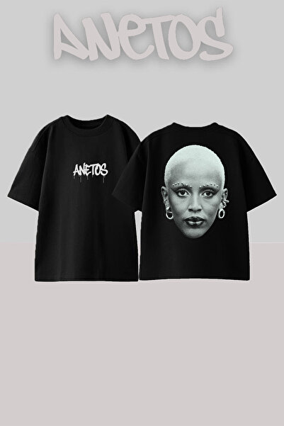 Anetos Doja Cat 2 Dizajn Leđa Štampano Pamuk Crna Oversize kroj T-shirt