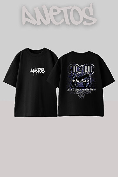 Anetos Μπλουζάκι Ad Dc 4 Design Back με τύπωμα Cotton Black oversized