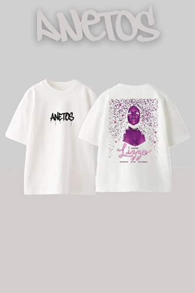 Anetos Μπλουζάκι Lızzo 1 Design Back με τύπωμα Cotton White oversized