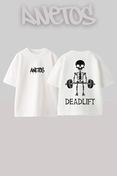 Anetos Μπλουζάκι Deadlift Design Back με τύπωμα Cotton White oversized