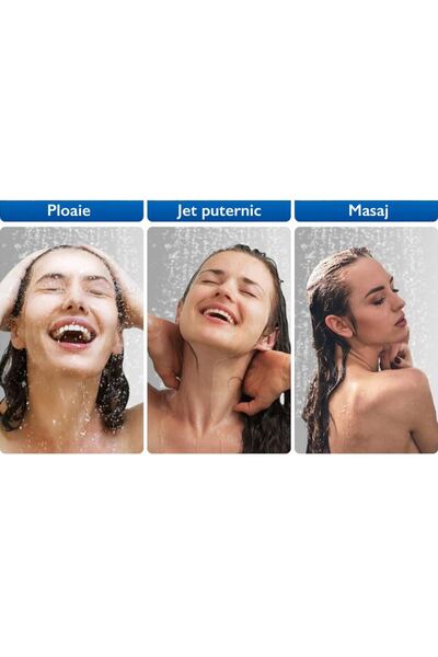 THK ® shower head, mineral granules, tourmaline, 3 jet modes, double filtration, water saving, silver