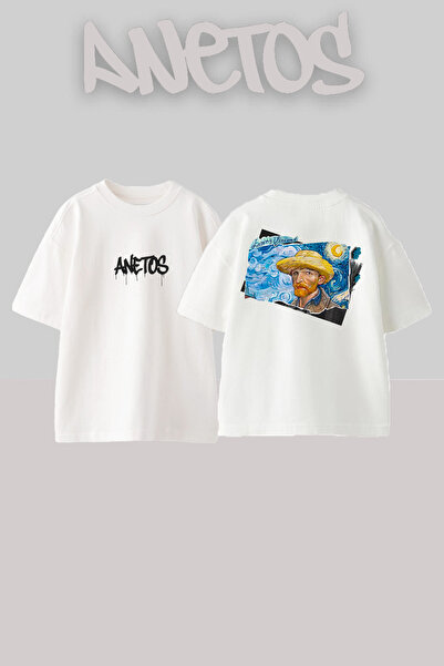 Anetos Μπλουζάκι Van Gogh 3 Design με στάμπα στην πλάτη, βαμβακερό λευκό over...