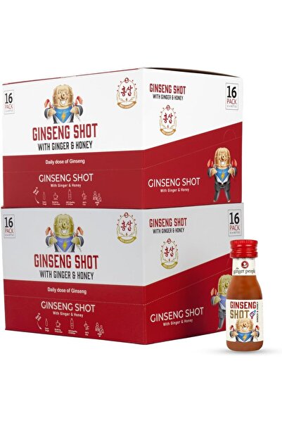 The Ginger People جرعة الجينسنغ، مشروب الجينسنغ الفاخر، الجينسنغ الطبيعي مع الزنجبيل والعسل وعصير الليمون 30 مل (مجموعتان 32 قطعة)