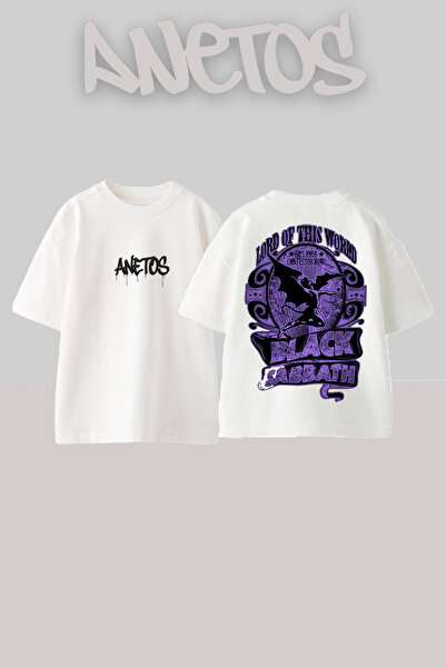 Anetos Black Sabbath 3 Dizajn Leđa Štampano Pamuk Bela Oversize kroj T-shirt