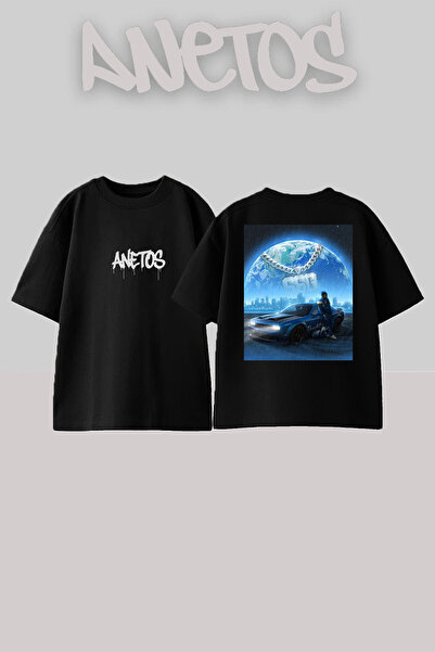 Anetos Μπλουζάκι SSG Design με τύπωμα στην πλάτη 100% βαμβάκι Μαύρο oversized