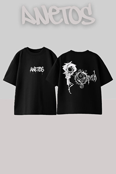 Anetos Μπλουζάκι Opeth 16 Design Back με τύπωμα Cotton Black oversized