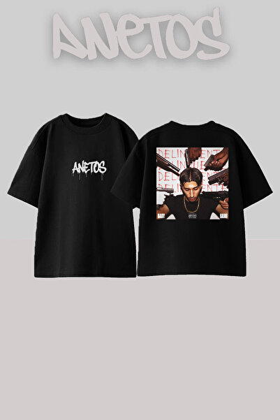 Anetos Μπλουζάκι Baby Gang 3 Design Back με τύπωμα Βαμβακερό Μαύρο oversized