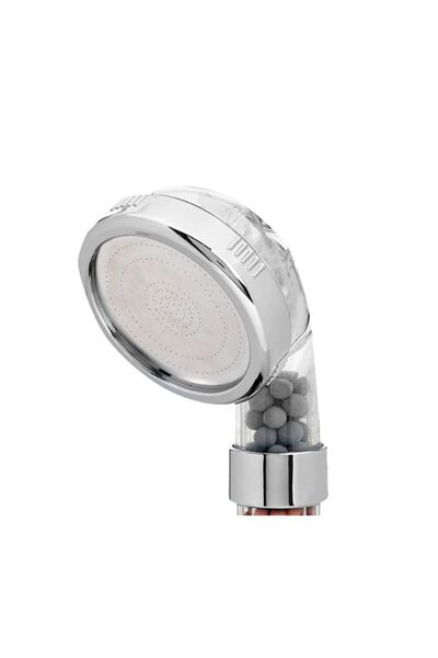 THK ® shower head, mineral granules, tourmaline, 3 jet modes, double filtration, water saving, silver