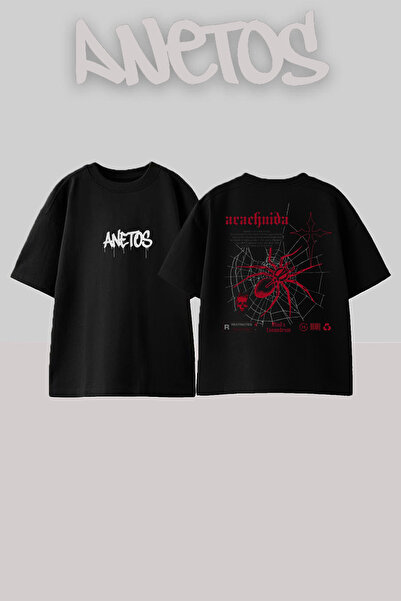 Anetos Spider Africa Design Rucsac cu imprimeu Bumbac Negru supradimensionat ...