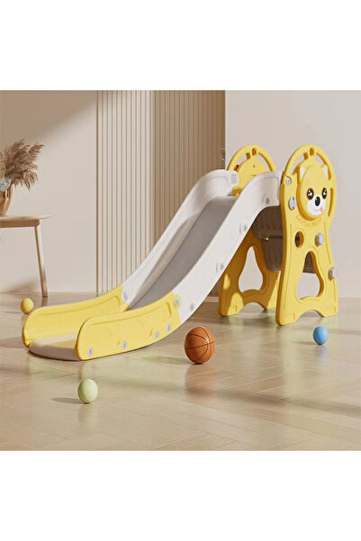 TSUMAB BabyJoy Kids Indoor Slide – Bear-Themed Foldable Play Slide for Toddlers (Yellow & White)