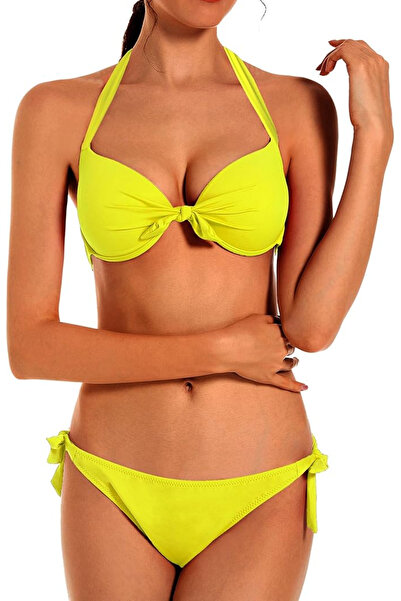 OEM Costum de baie reglabil din 2 piese pentru femei, galben, mărimea XL