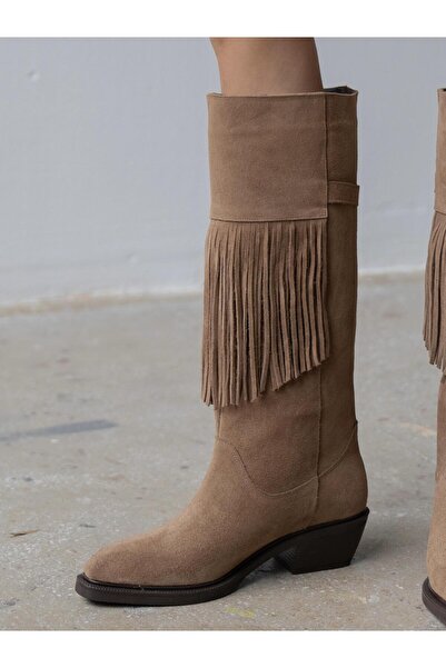 ECENİN BUTİĞİ Zylo Camel Süet XL Hakiki Deri Kadın Çizme