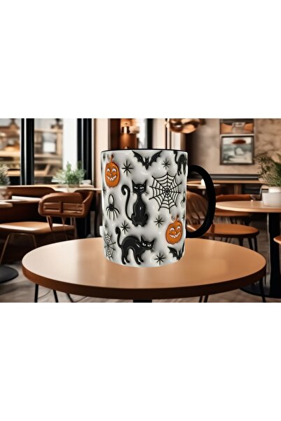 Mugs and love Kara kedi halloween baskı hediyelik kaliteli porselen kupa