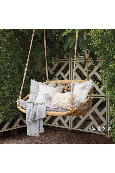 SEMOOR Indoor swings Balcony hanging double rattan hanging basket chair indoor swing sitting and lying two