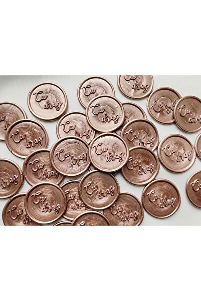 Unbranded/Generic Set 25 Sigilii din Ceară Taupe – Inscripție „Cu drag” – Ø 2,5 cm – Handmade