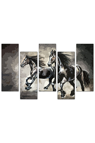 Generic لوحه جداريه - خيول - ٧٠٢ - مقسمه خمسة قطع متدرجه - 2
