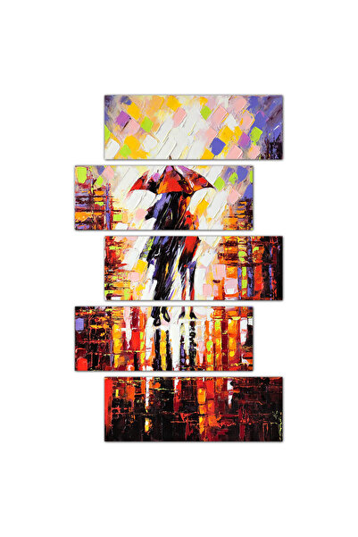 Generic Wall panel - Walking in the rain - 912 - divided into five graduated pieces - 2